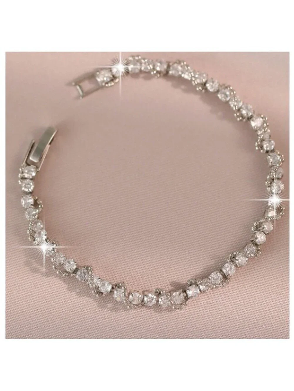 Twirled sparkle - Bracelet - Silver - CZs - 7